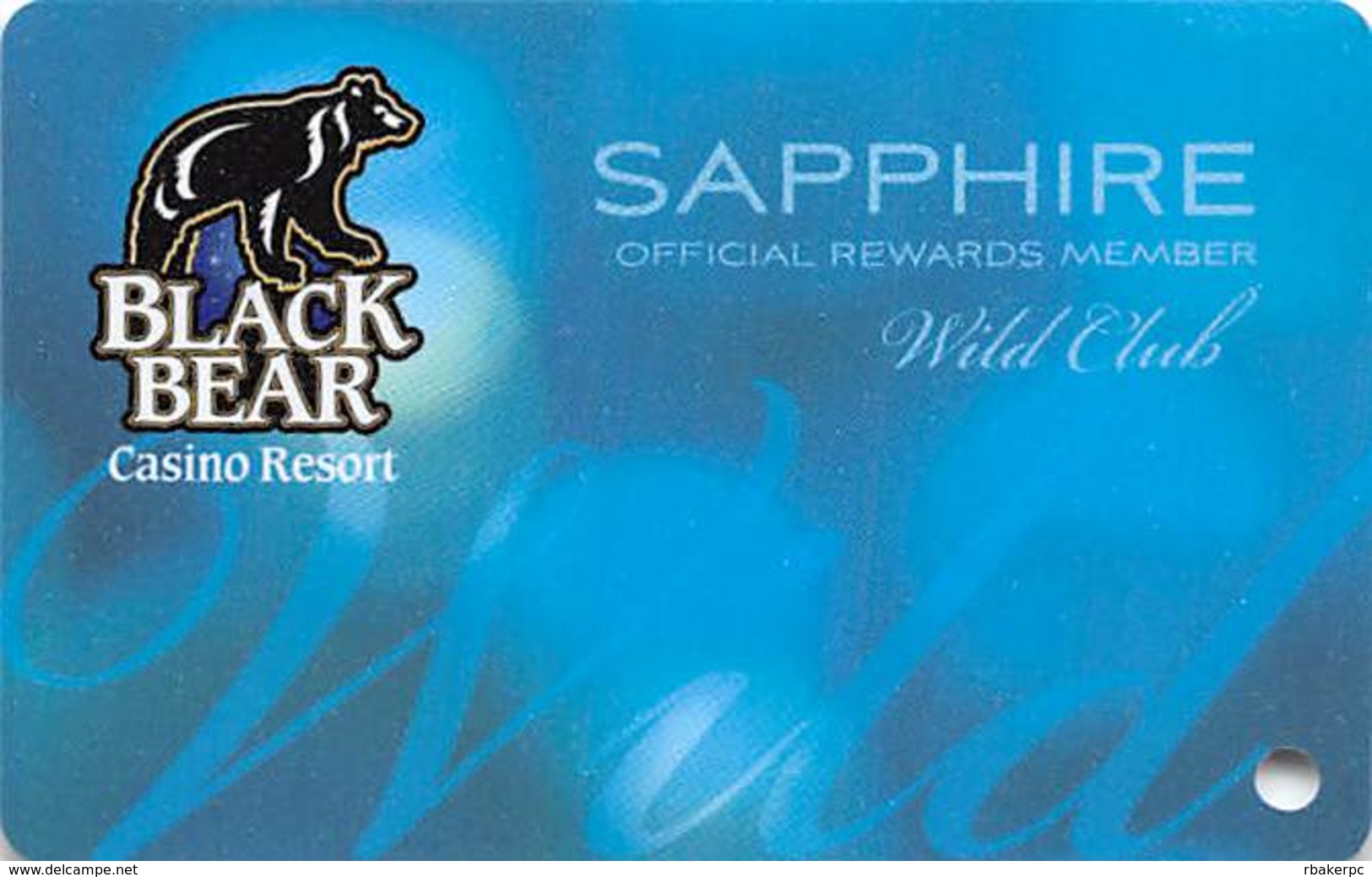 Black Bear Casino - Carlton, MN - BLANK Wild Club Sapphire Slot Card - Casino Cards