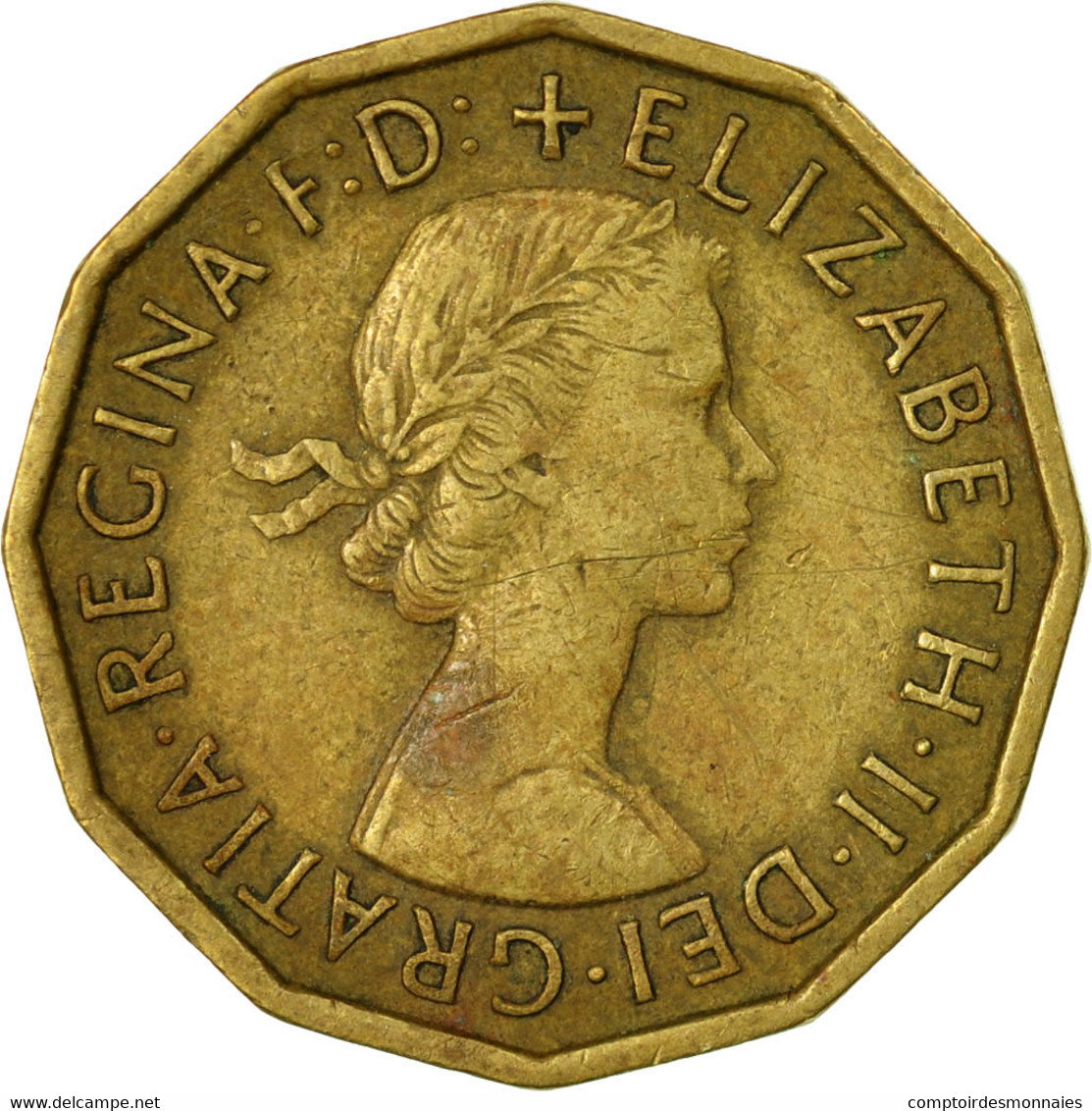 Monnaie, Grande-Bretagne, Elizabeth II, 3 Pence, 1960, TB+, Nickel-brass, KM:900 - F. 3 Pence