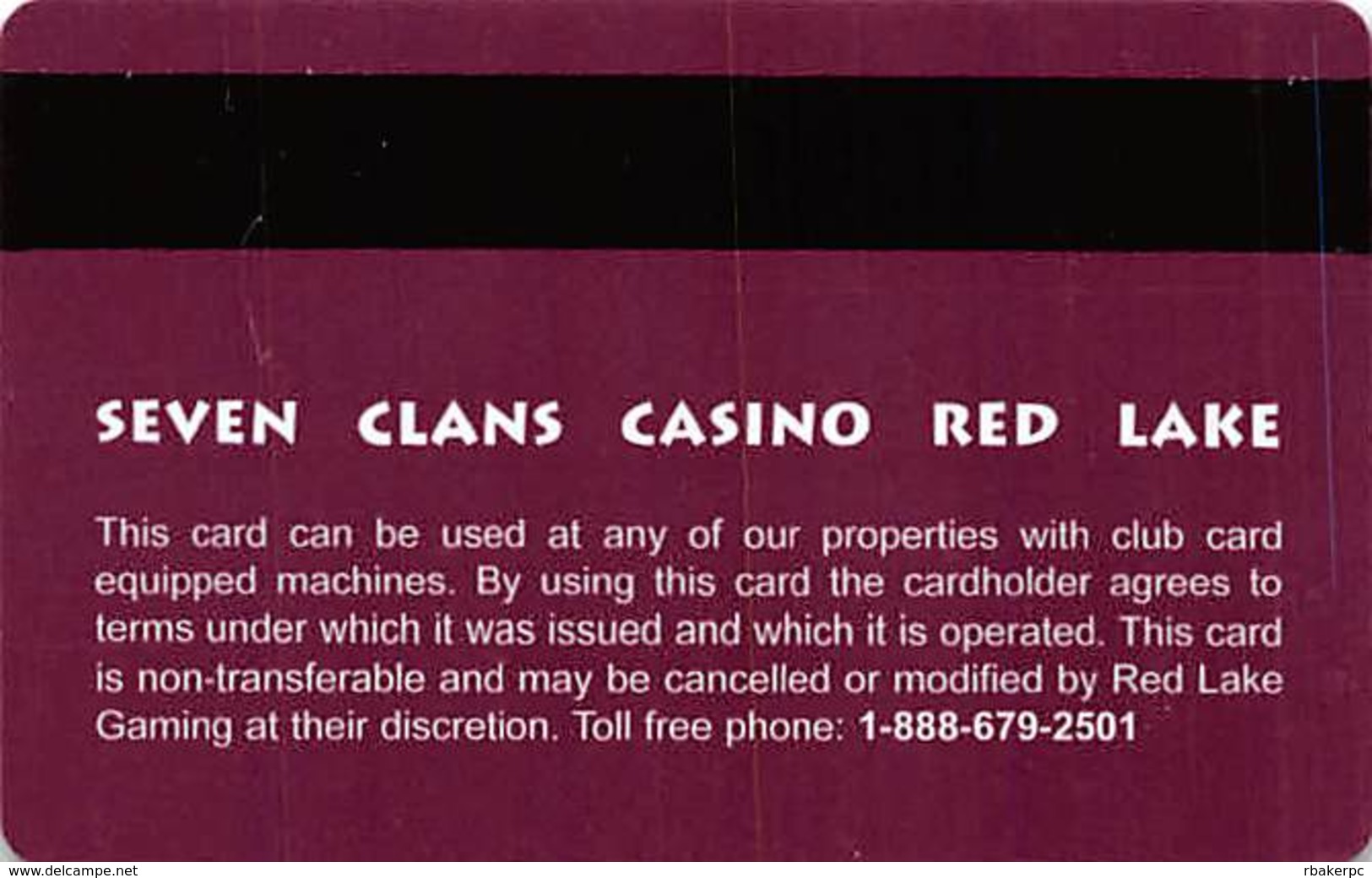 Seven Clans Casinos MN USA BLANK Slot Card - Casino Cards