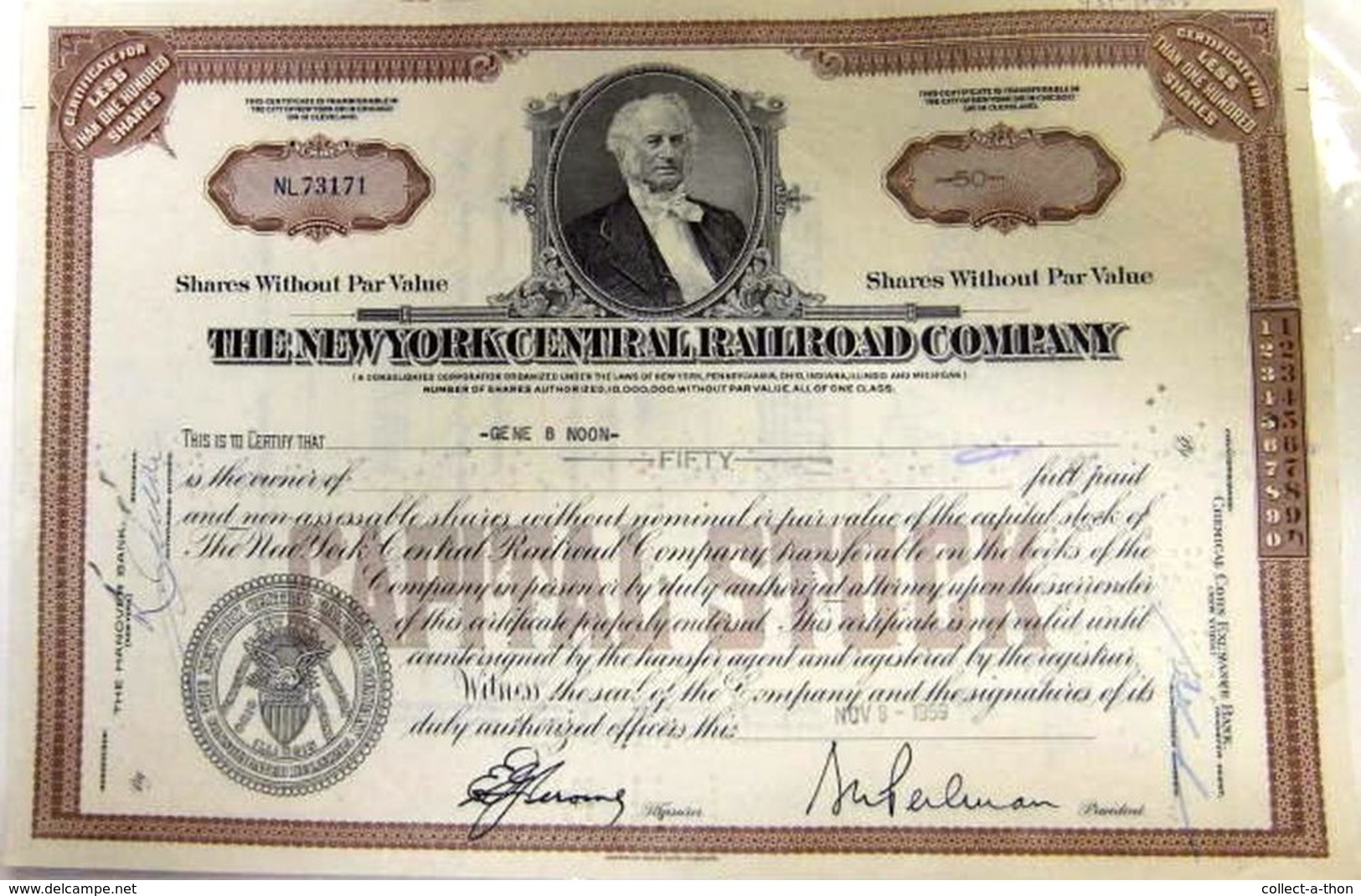 100 DIFFERENT ANTIQUE U.S. STOCK CERTIFICATES (1940's-1980's) in EXCELLENT CONDITION