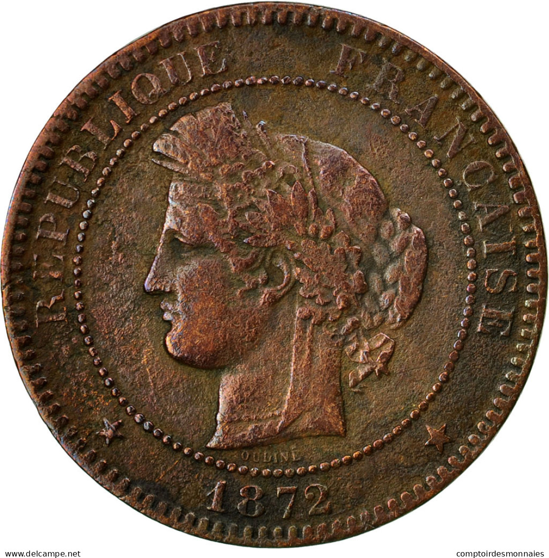 Monnaie, France, Cérès, 10 Centimes, 1872, Paris, TB+, Bronze, KM:815.1 - D. 10 Centimes