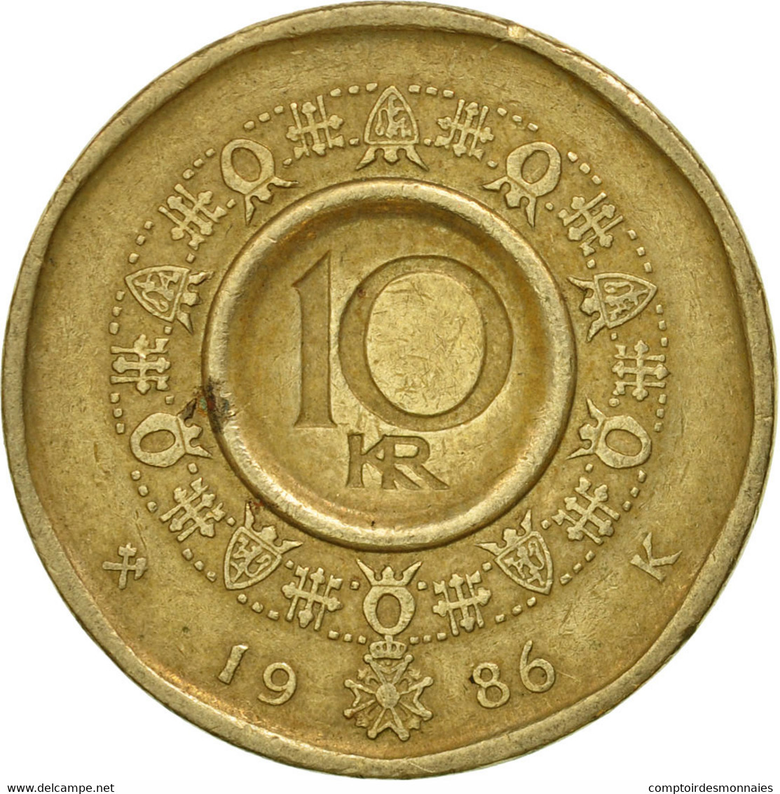 Monnaie, Norvège, Olav V, 10 Kroner, 1986, TTB, Nickel-brass, KM:427 - Norvège