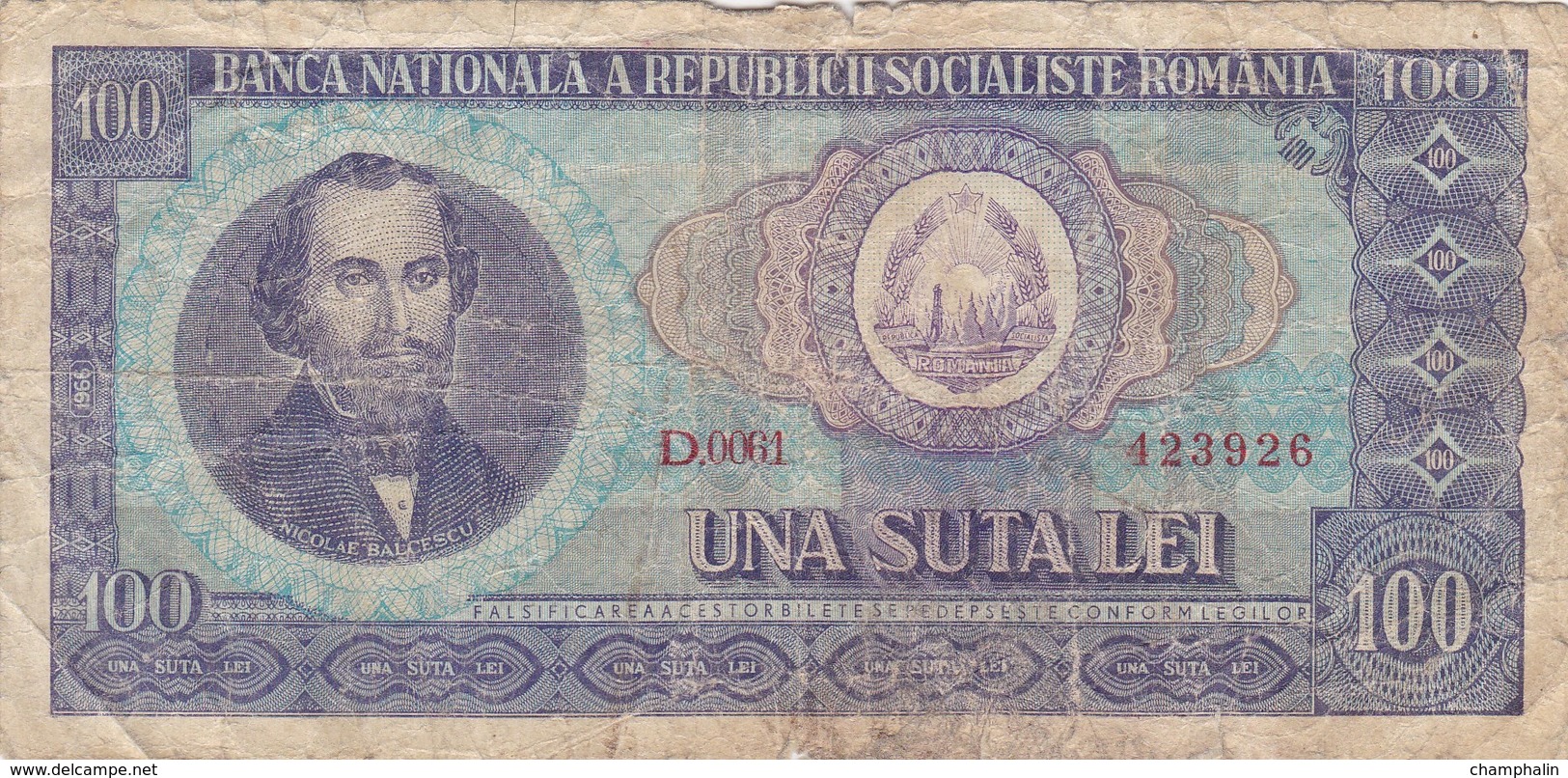 Roumanie - Billet De 100 Lei - Nicolae Balcescu - 1966 - Rumania