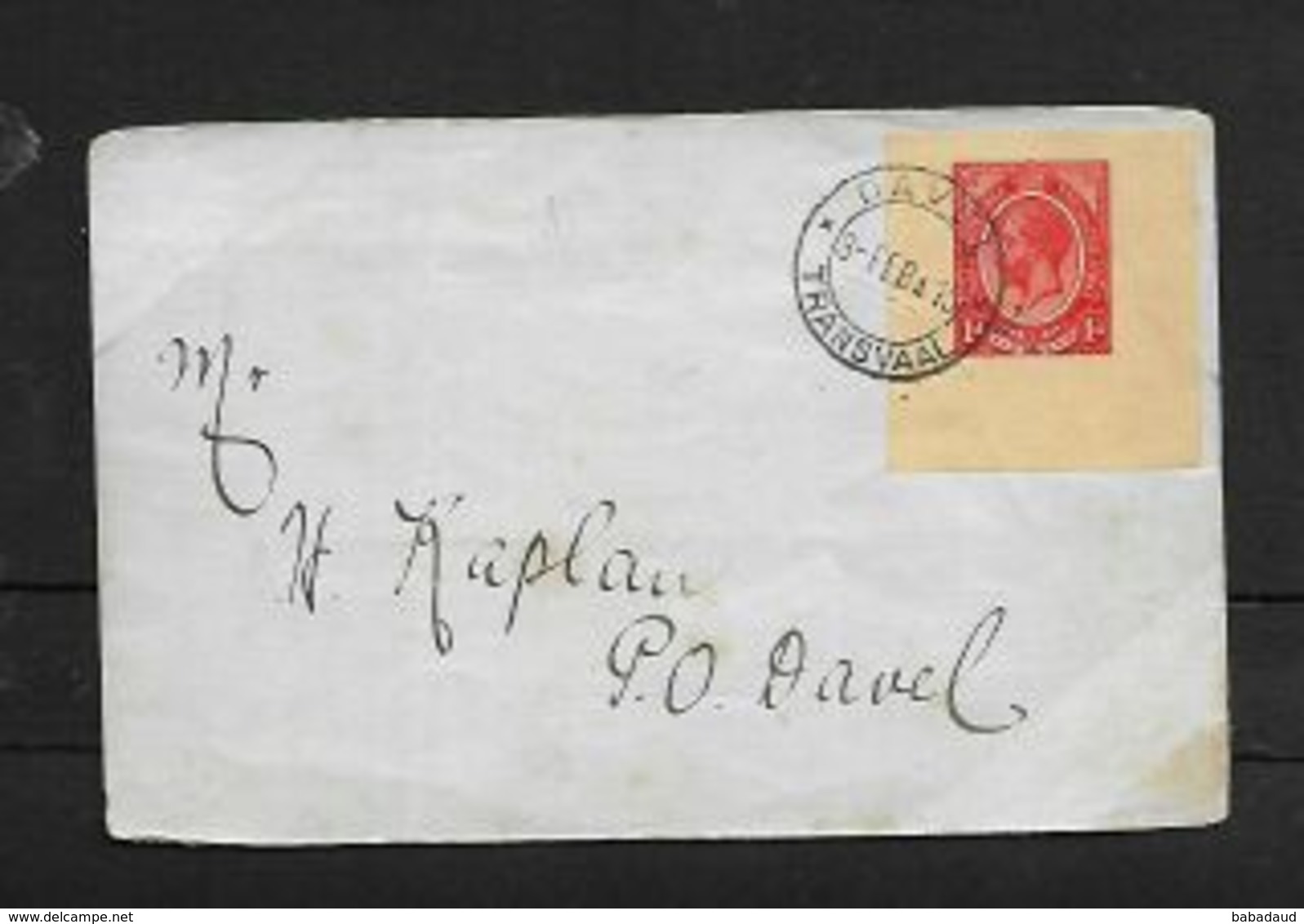 S.Africa, 1d Wrapper Cut Out, On Cover, DAVEL TRANSVAAL 3-FEB 15 C.d.s. > Davel - Covers & Documents