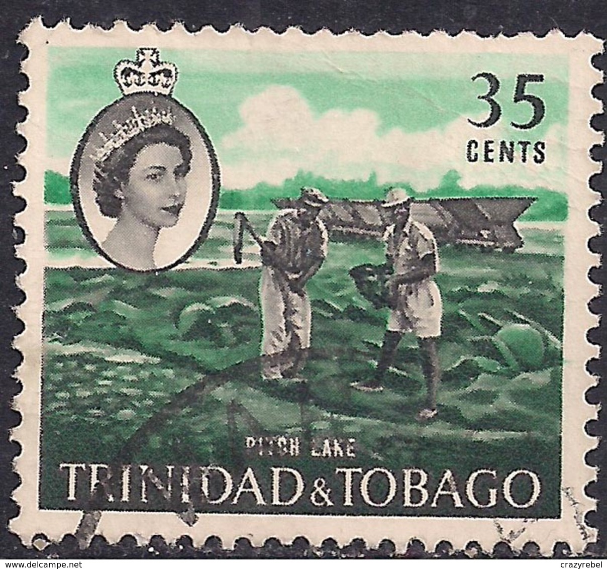 Trinidad & Tobago 1960 - 67 QE2 35ct Pitch Lake SG 293 ( G1385 ) - Trinidad & Tobago (...-1961)