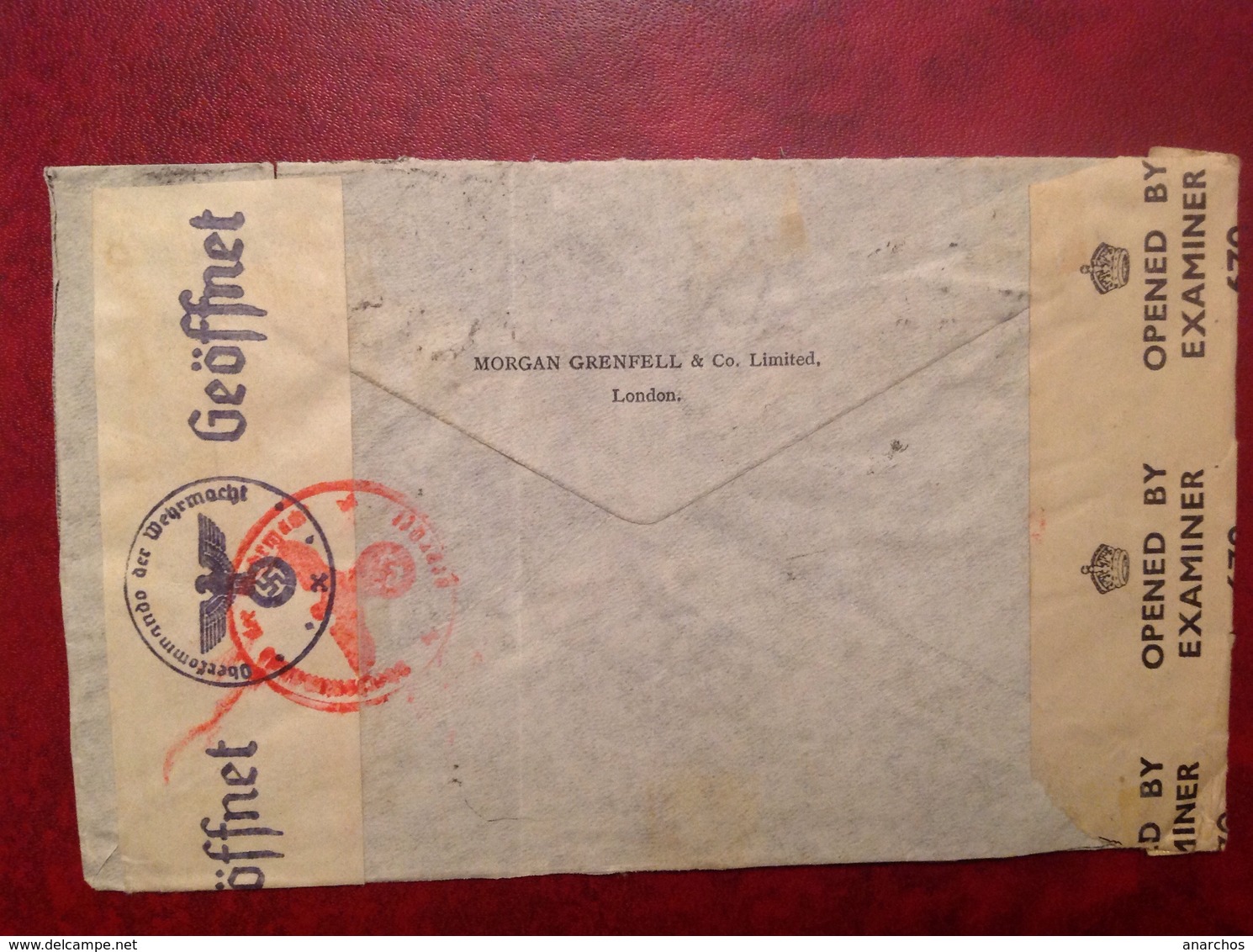 Censure Geoffnet Herts  Pour Genève , Morgan Grenfell London - Postmark Collection