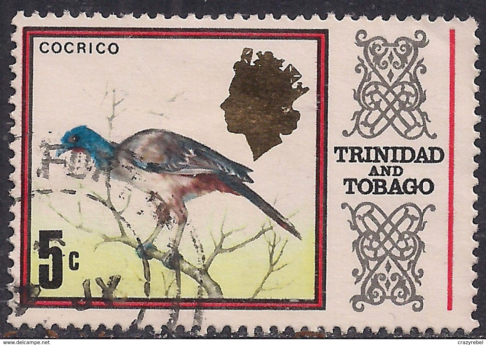 Trinidad & Tobago 1969 - 72 QE2 5ct Cocrico SG 341 ( G1391 ) - Trinidad & Tobago (1962-...)