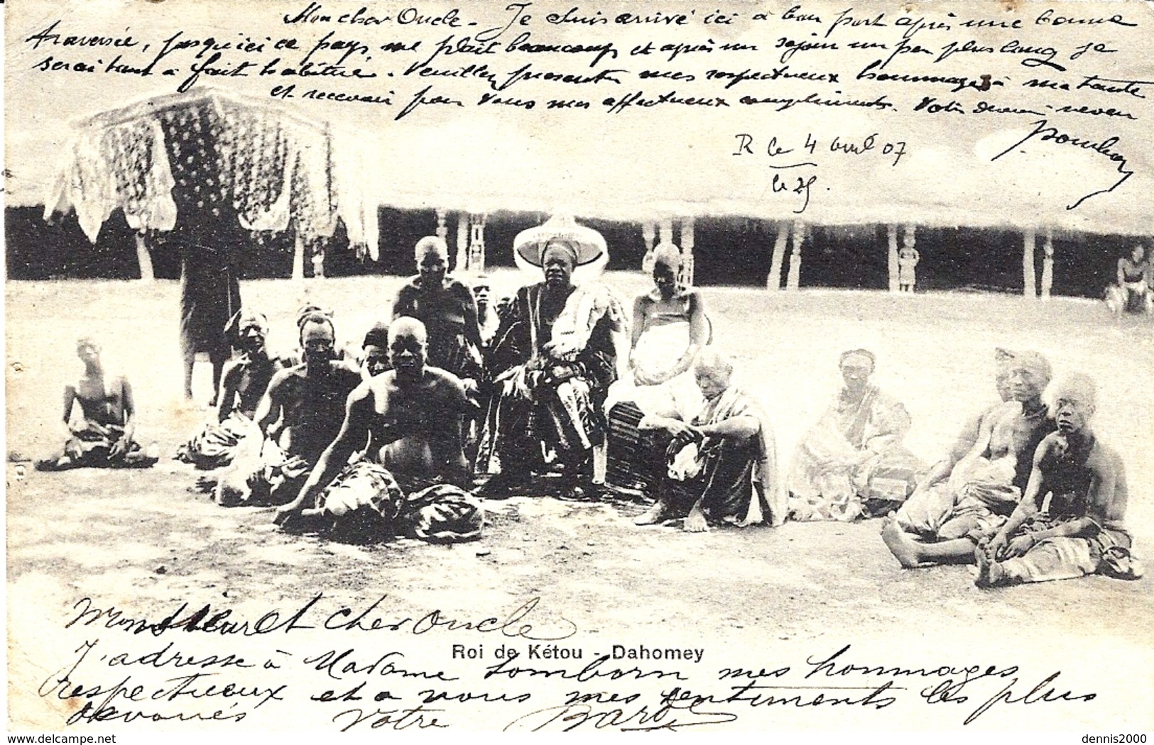 1907- C P A  ( Roi De Kétou - Dahomey ) Affr. 10 C Oblit. De OUIDAH / DAHOMEY Et DEPces - Storia Postale