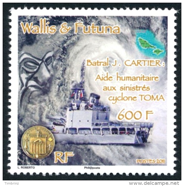 WALLIS ET FUTUNA 2011 - Yv. 747 **   Faciale= 5,03 EUR - Bateau Batral J.Cartier. Aide Humanitaire  ..Réf.W&amp;F22284 - Neufs