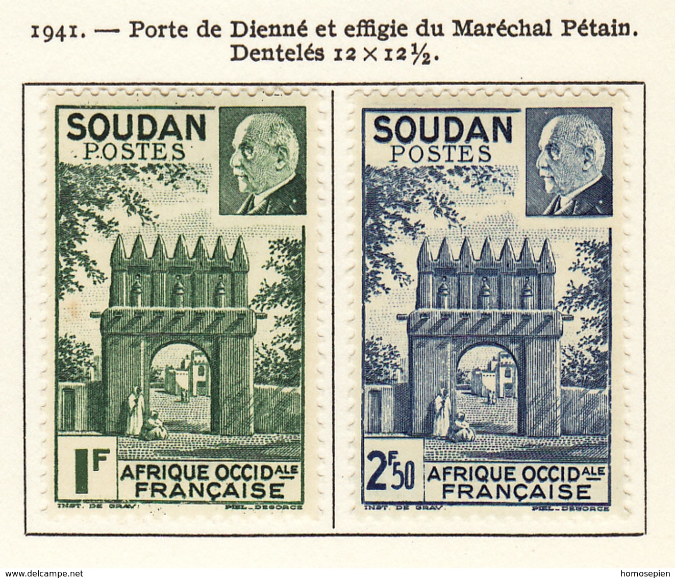 Soudan - Sudan 1941 Y&T N°129 à 130 - Michel N°(?) * - Série Porte De Djenné - Unused Stamps