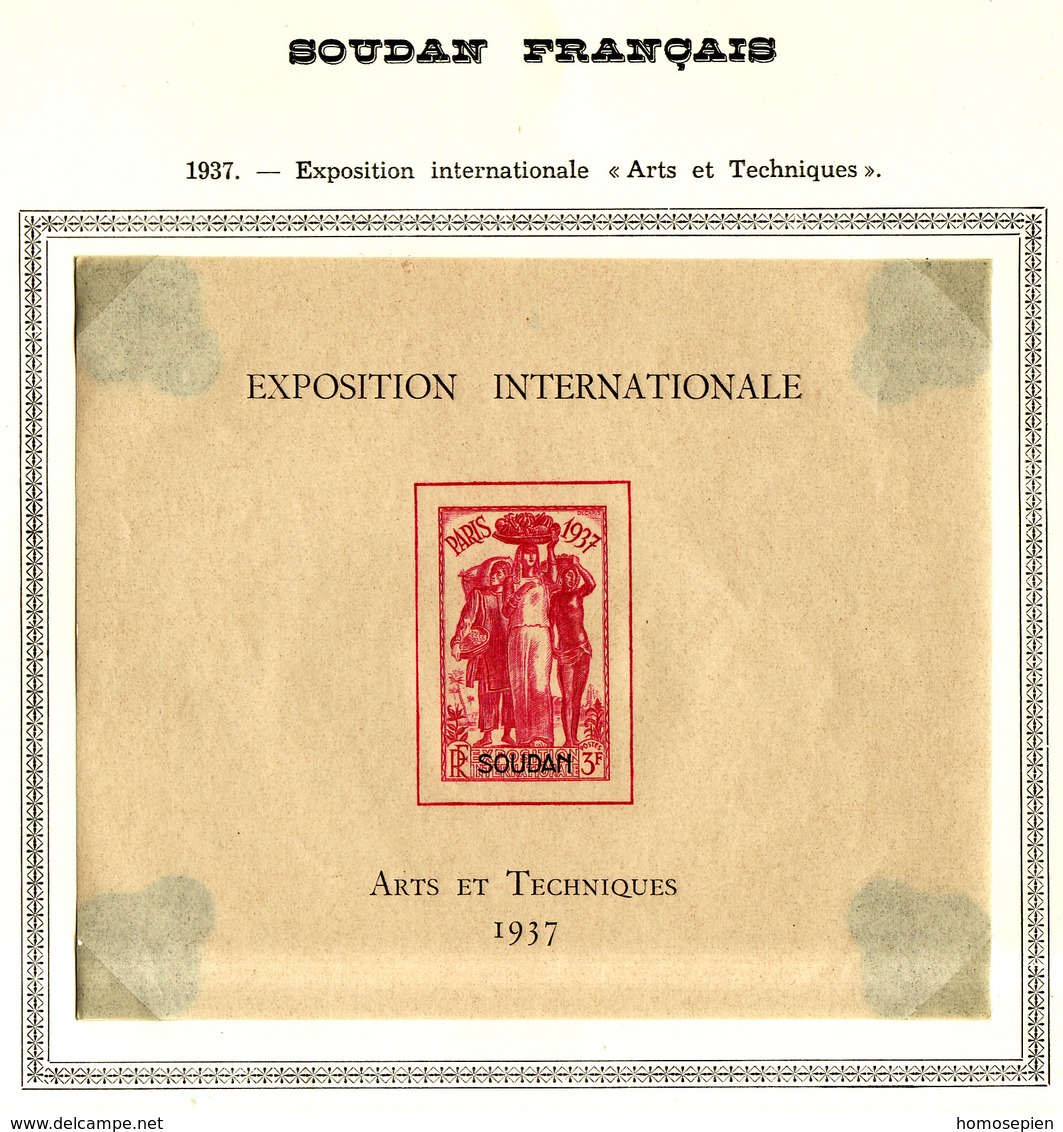 Soudan - Sudan Bloc Feuillet 1937 Y&T N°BF1 - Michel N°(?) *** - Exposition Internationiale - Unused Stamps