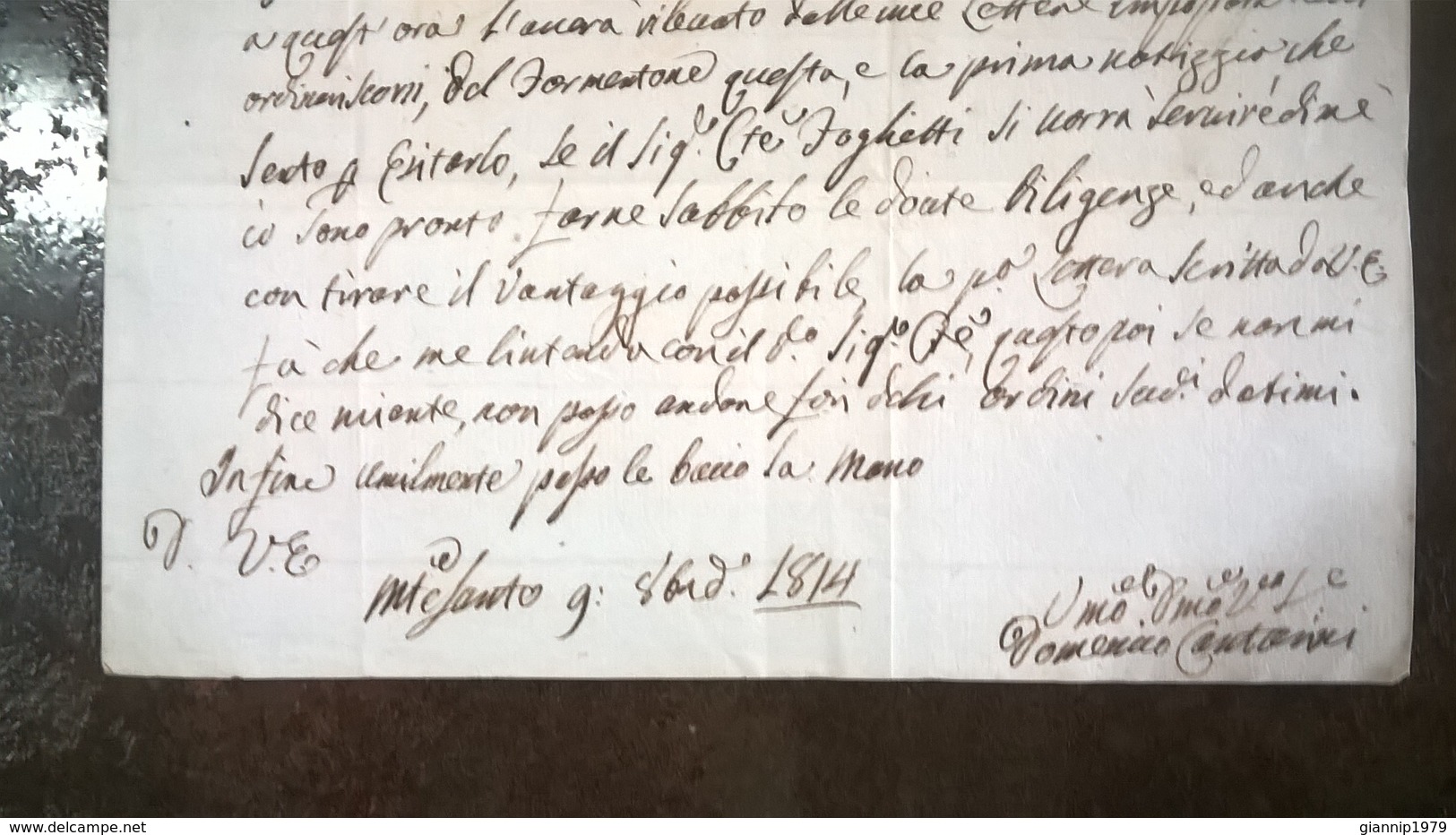 1814 LETTERA DA MACERATA CON RARISSIMO TIMBRO AD ARCO DESTINATA A ILLUSTE SIG.  CAVALIERE - Manuscritos