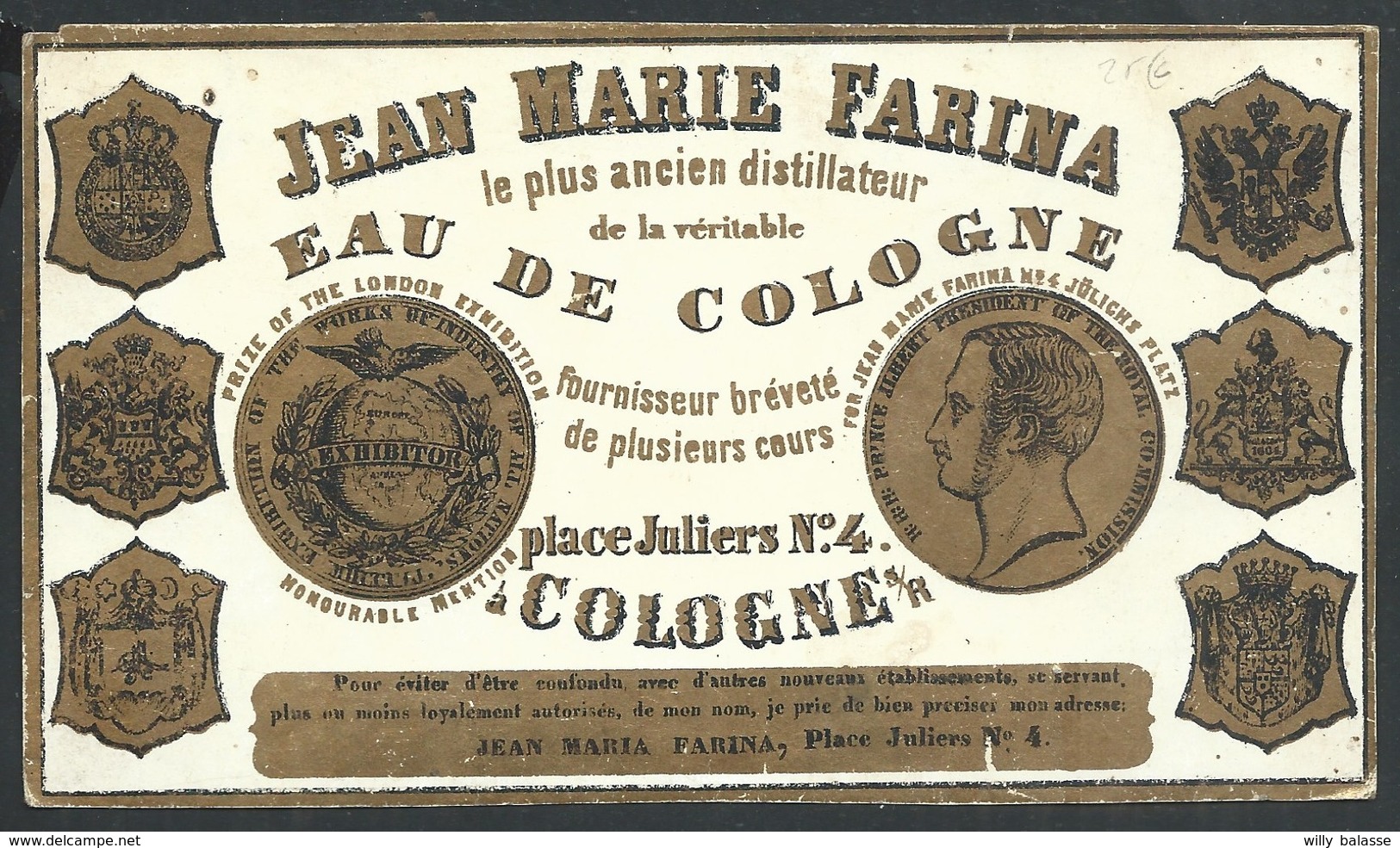 Carte Porcelaine Farina Eau De Cologne Place Juliers Coloogne 14 X 7,5 Cm - Koeln