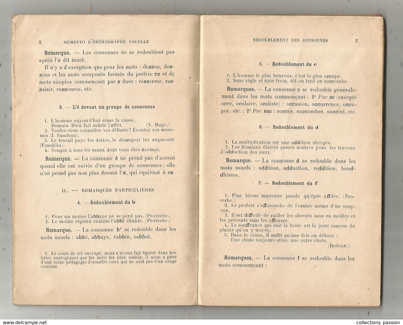 Scolaire, MEMENTO D'ORTOGRAPHE USUELLE,L. DELFOLIE, Enseignement Primaire , 60 Pages, 2 Scans,frais Fr 2.95 E - 6-12 Years Old