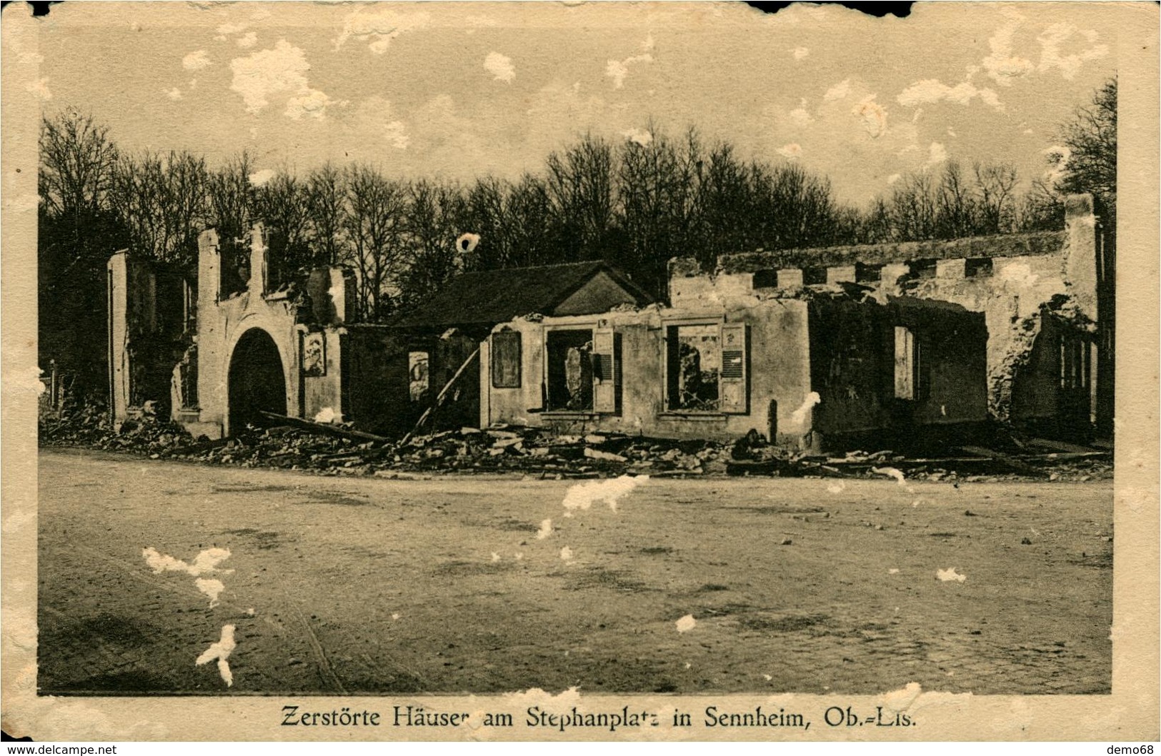 CERNAY  Maisons Détruites Place St Etienne Après Bombardements (carte Rognée) Ht Rhin 68 - Cernay