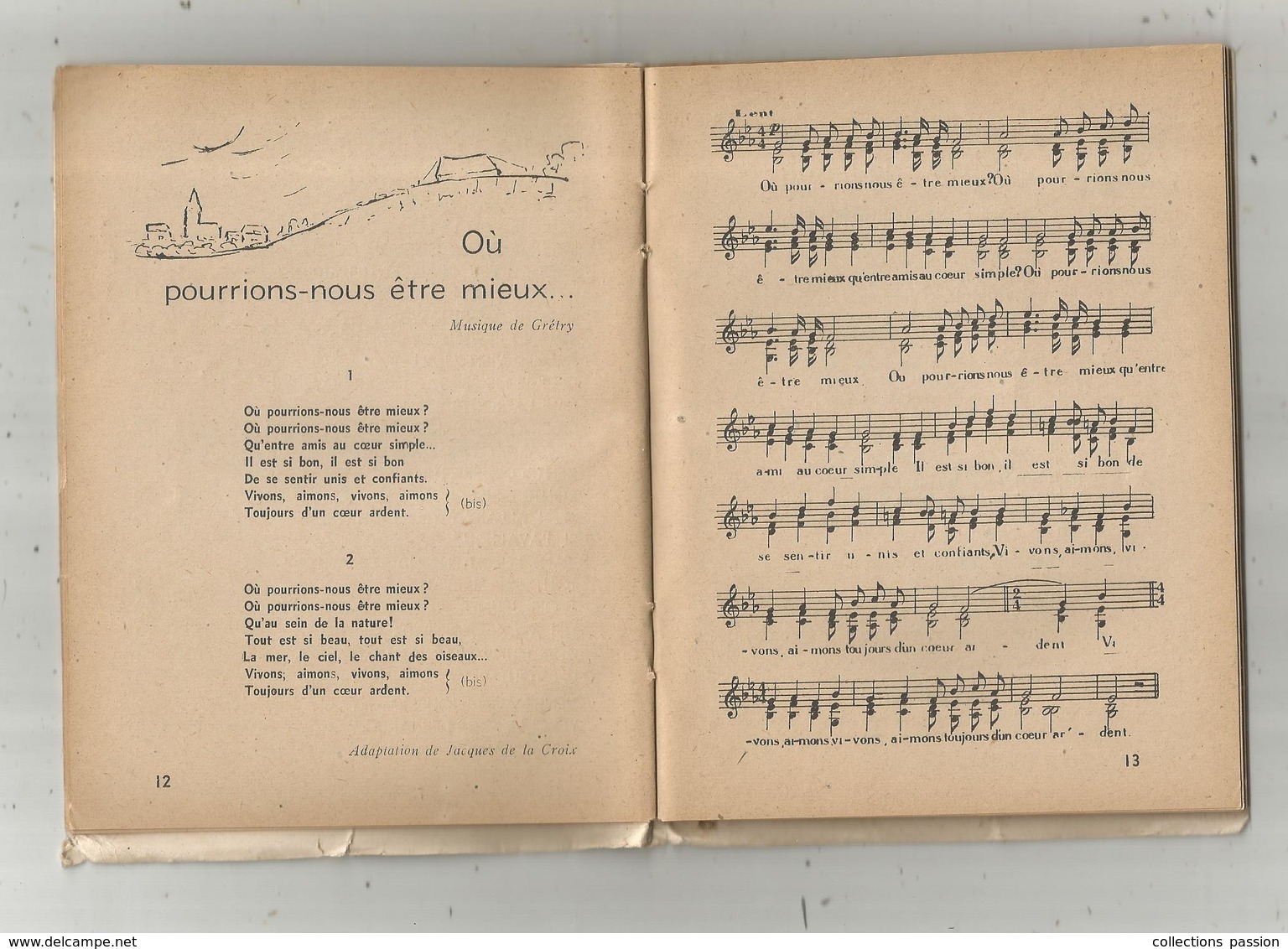 Musique,Les Plus Beaux Chants Des Jeunes , 1er Recueil, Folklore Français Et Etranger,1947,63pp ,2 Scans,frais Fr 2.55 E - Musica