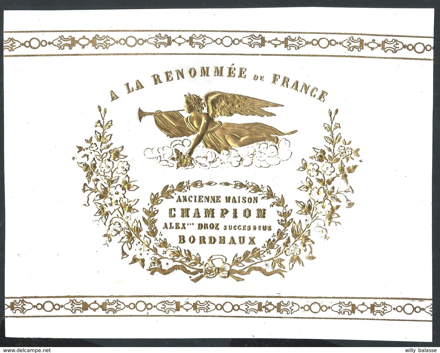 Carte Porcelaine Embossée A La Renomée De France Droz (anciennement Champion) Bordeaux  18,5 X 14,5 Cm - Bordeaux