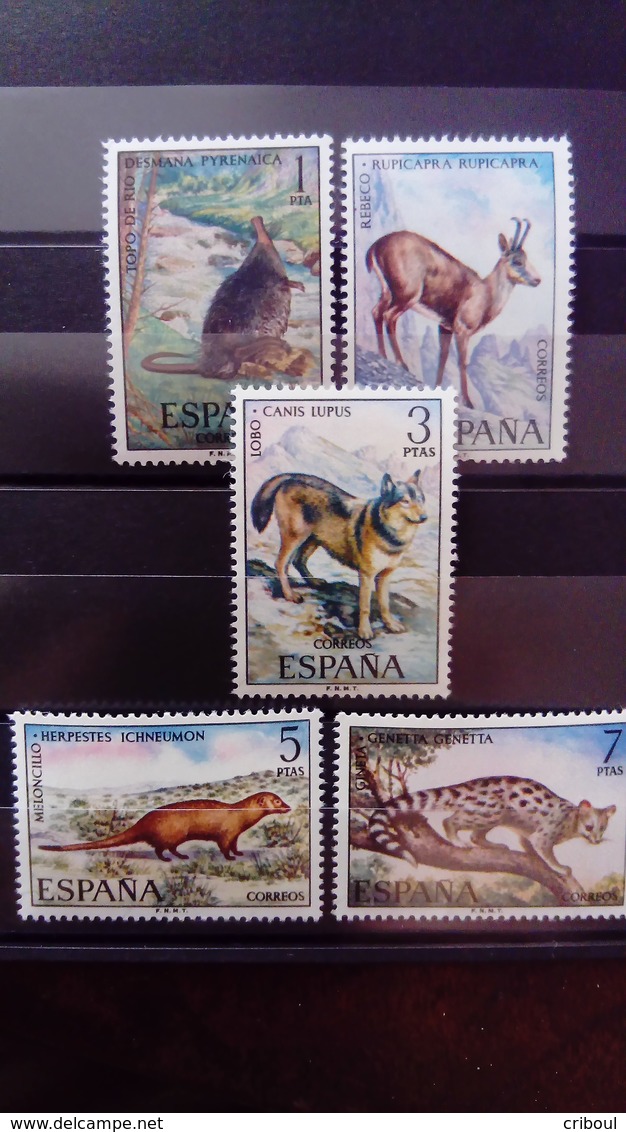 Espagne Spain 1972 Animaux Animals Loup Wolf Yvert 1756-1760 ** MNH - Unused Stamps