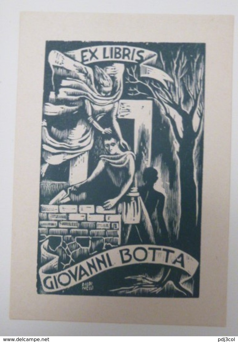 Ex-libris Illustré XXème - Italie  - Maçons, Construction - Giovanni BOTTA - Ex-libris