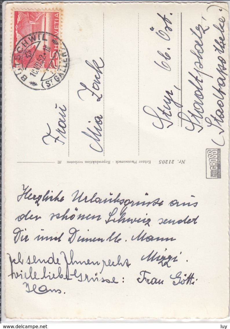 LICHTENSTEI TOGG, Hauptgasse  Gelaufen 1952 Von BÜTSCHWIL - Bütschwil-Ganterschwil
