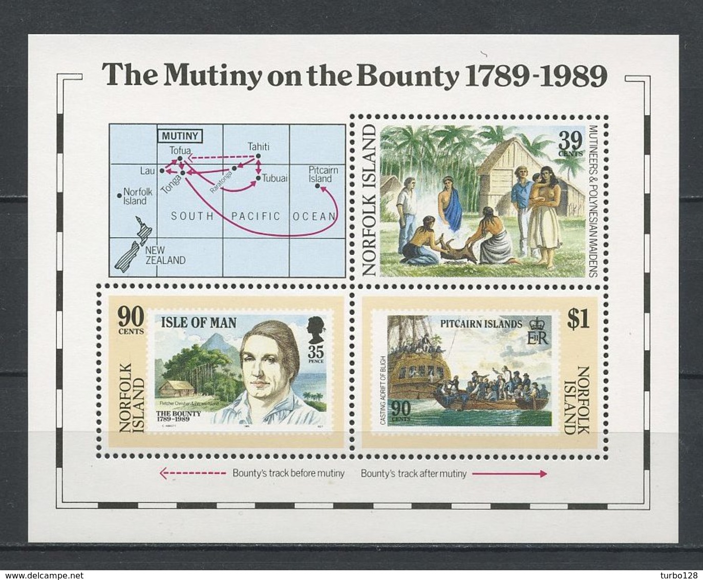 NORFOLK 1989 Bloc N° 12 ** Neuf MNH Superbe C 13 € Bateaux Voiliers Mutinerie Bounty Capitaine Bligh Sailboats - Ile Norfolk