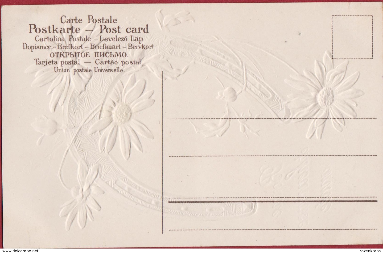 Bloem Fleur Flower Daisy Madeliefje Pâquerette Carte Gaufrée Doree Embossed Relief Fantaisie Fantasiekaart Fantasie - Fiori