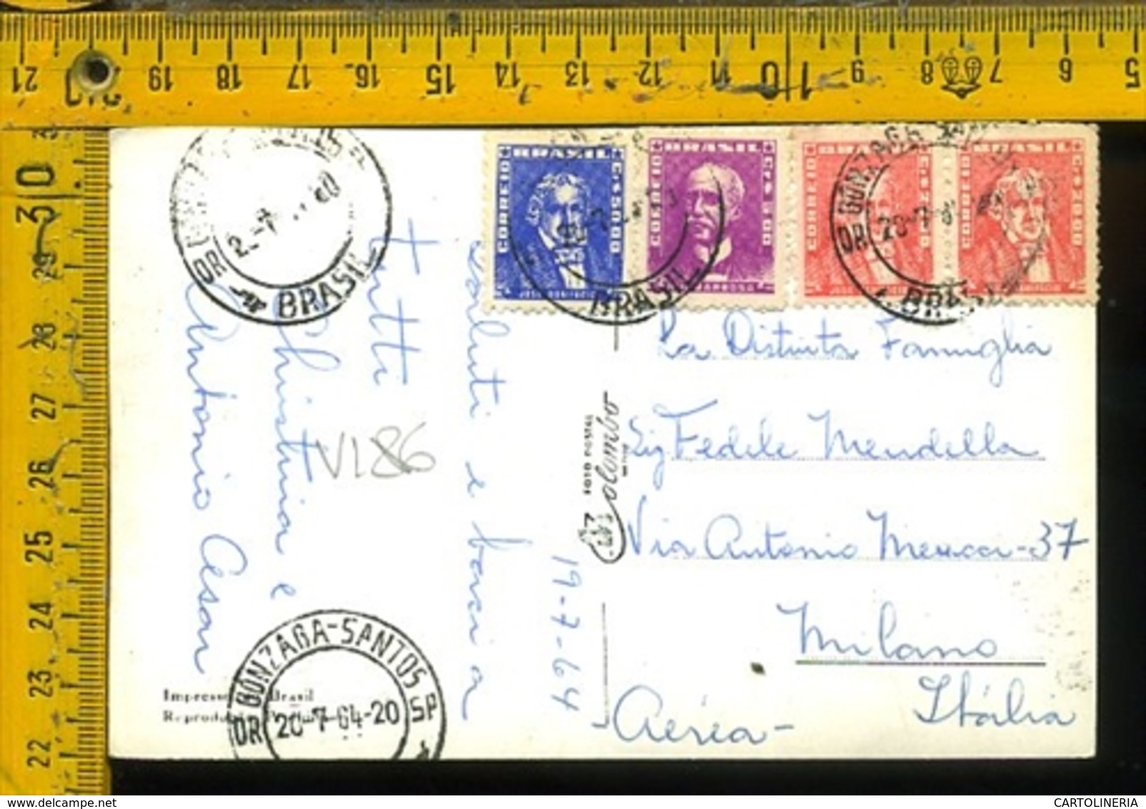 Brasile Brasil Airmail To Italy Santos - Altri