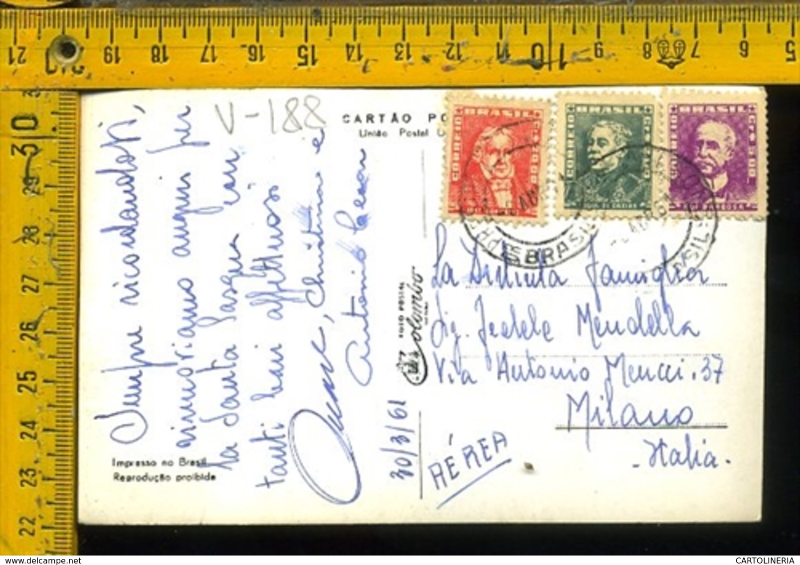 Brasile Brasil Airmail To Italy Santos - Altri