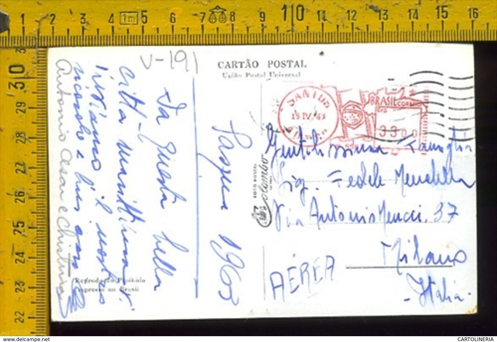 Brasile Brasil Airmail To Italy Santos - Altri