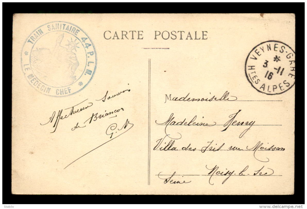 CACHET DU MEDECIN-CHEF DU TRAIN SANITAIRE 44 PLM - Guerre De 1914-18