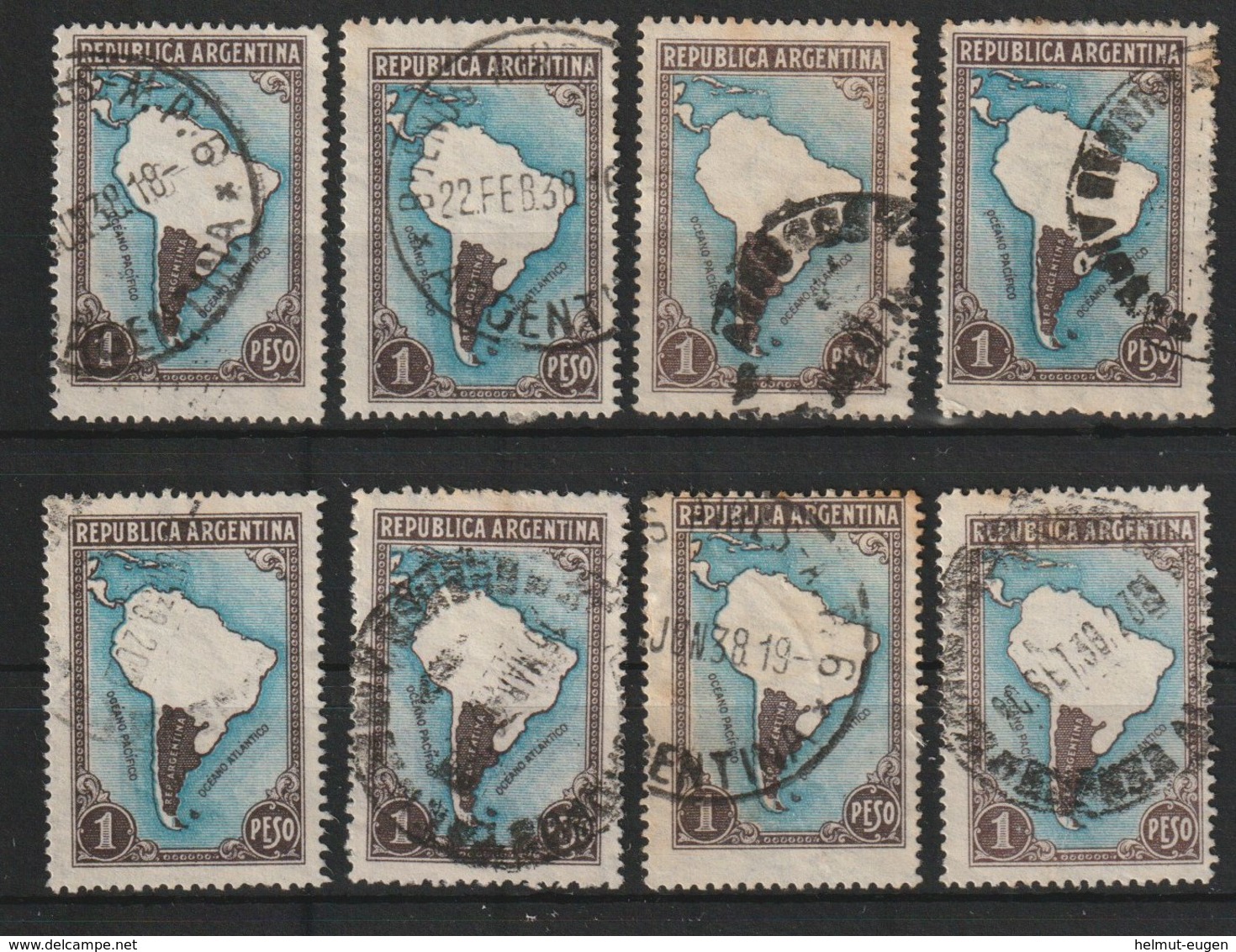 MiNr. 583 Argentinien / 1951, 21. Mai/1952. Freimarke: Landkarte; Mit Einzeichnung Der Argentinischen Zone Der Antarktis - Gebruikt