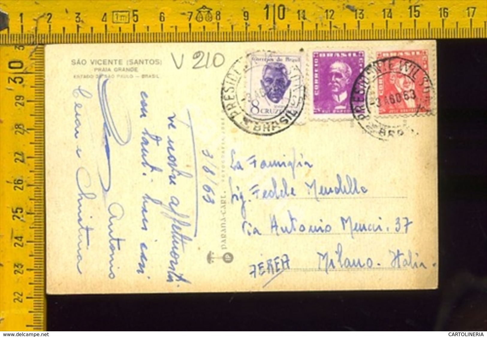 Brasile Brasil Airmail To Italy Santos - Altri