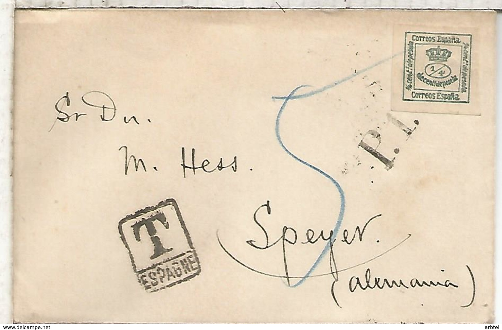 CARTA IMPRESOS CIRCULADA 1907 A SPEYER ALEMANIA MARCA DE TASA Y LLEGADA AL DORSO - Covers & Documents