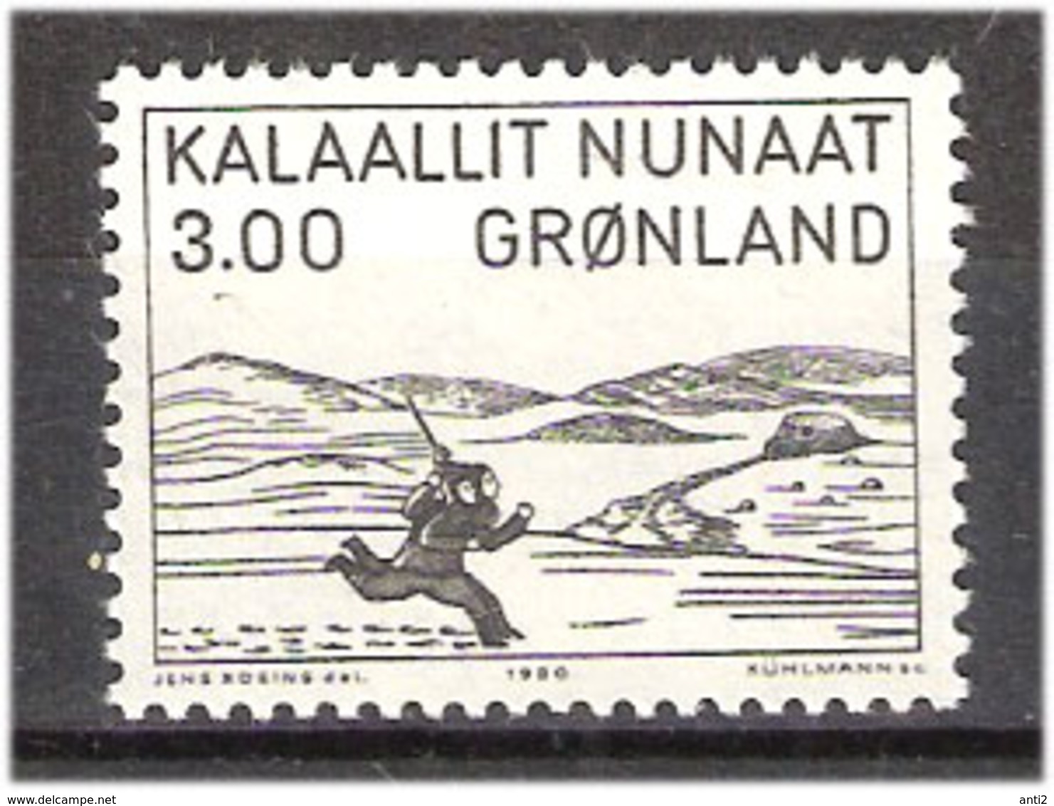 Greenland 1980 Art. Race On The Ice; Woodcut By Aron Von Kangeq (1822-1869)  Mi 124, MNH(**) - Lettres & Documents