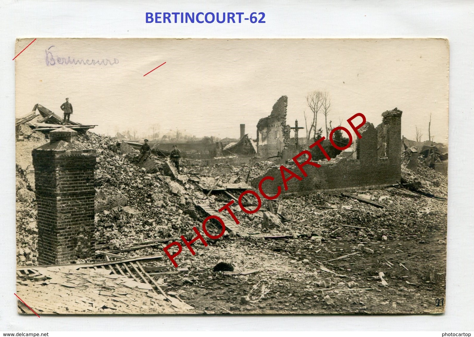 BERTINCOURT-CARTE PHOTO Allemande-Guerre 14-18-1WK-France-62-Militaria- - Bertincourt