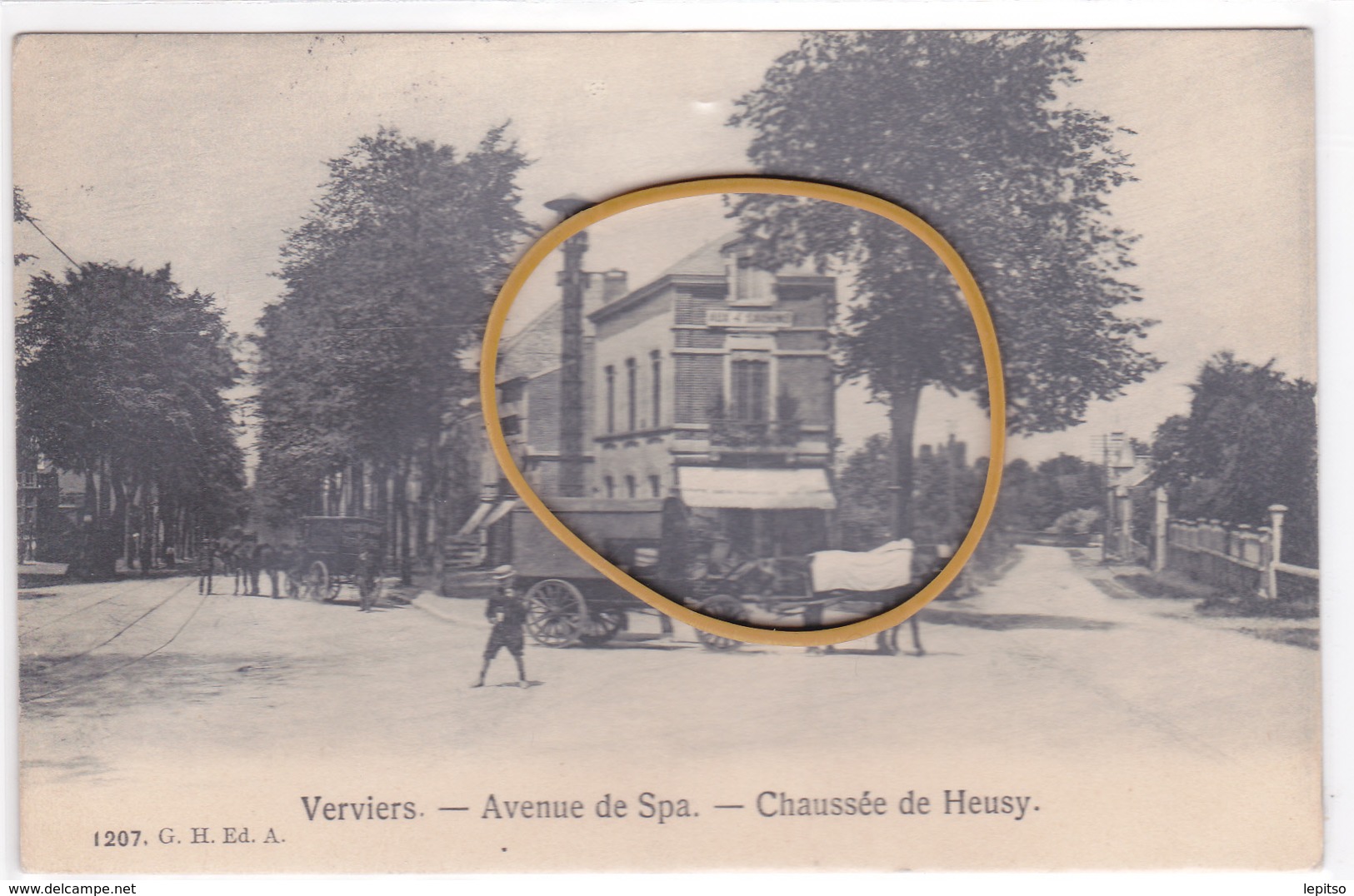 Heusy ACP "Haut De L'avenue De Spa " Charettes + Café   1925  Voir Scans - Verviers