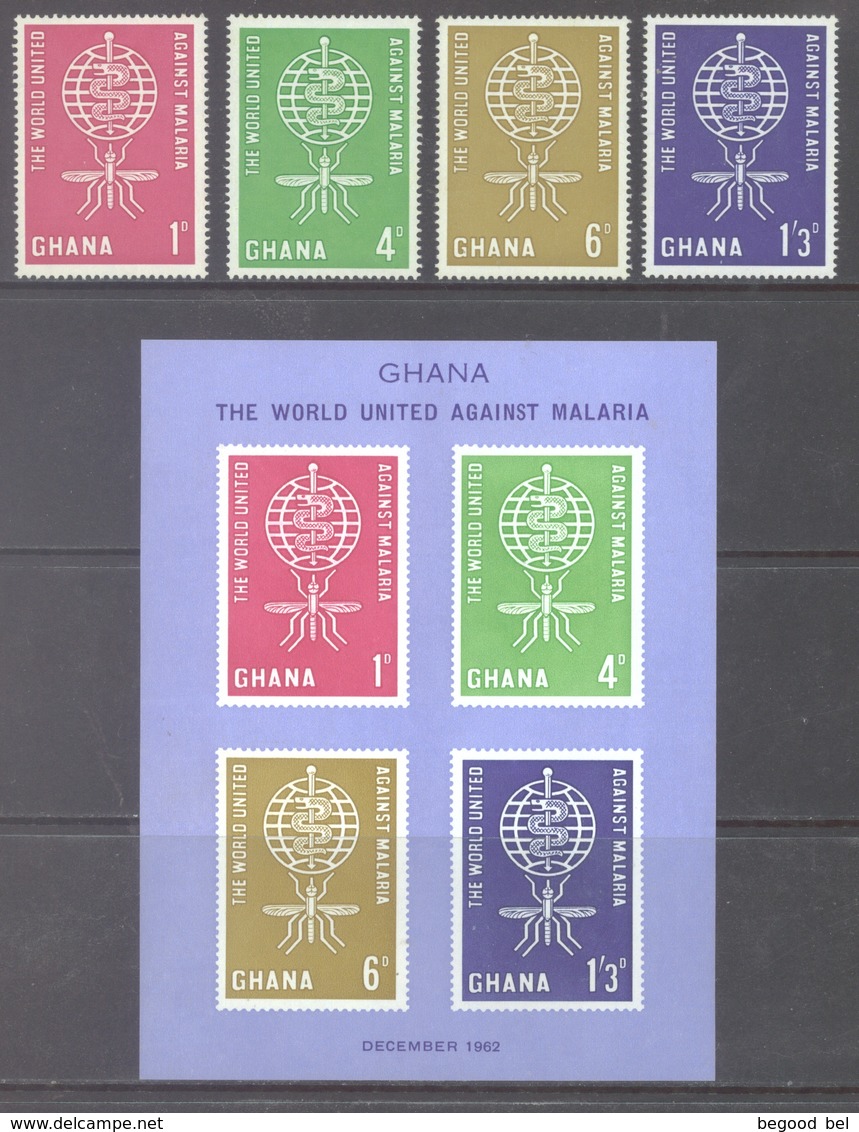 GHANA - 1962 - MNH/**  - AGAINST MALARIA - Yv 120-123 BLOC 7  Mi 134-137 - Lot 17916 - Ghana (1957-...)