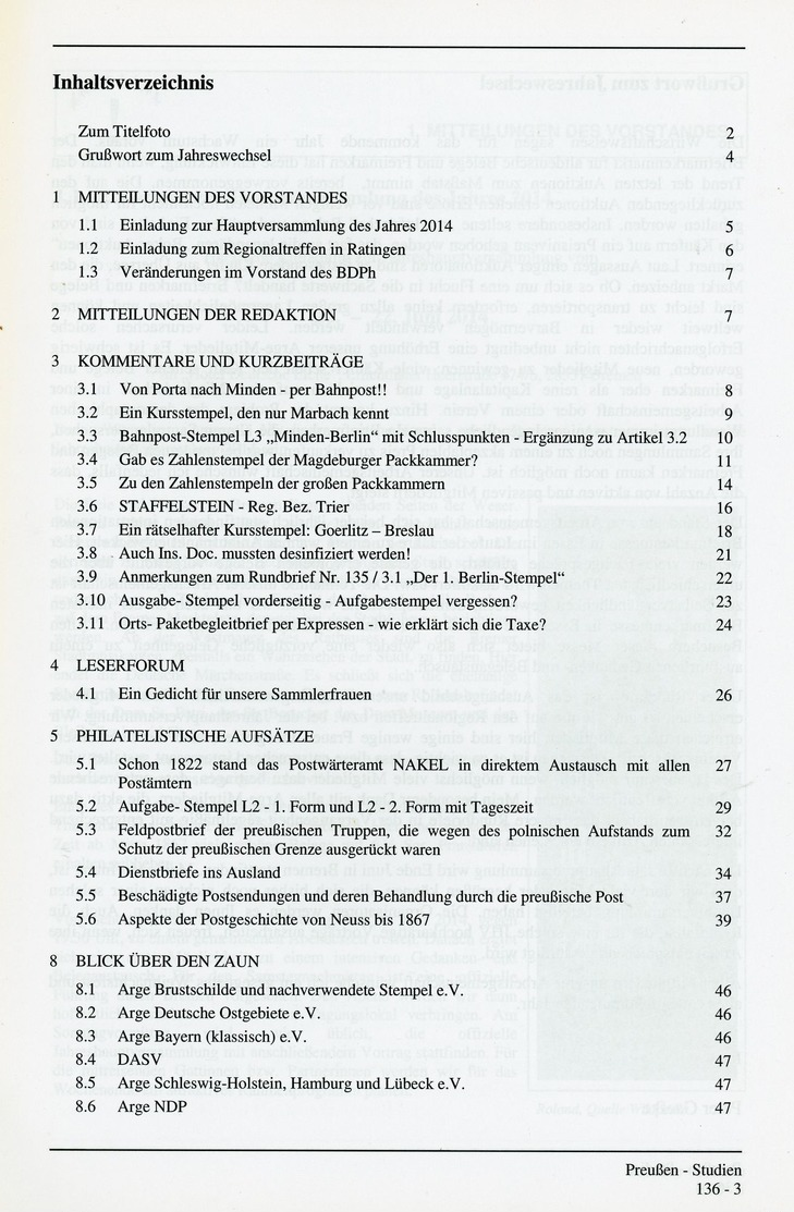 ArGe Preußen Rundbrief  136 Aus 2013 - Sonstige & Ohne Zuordnung