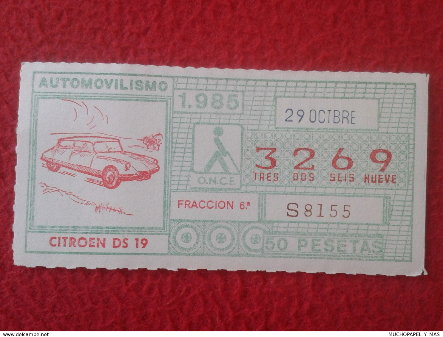 CUPÓN DE LA ONCE LOTTERY LOTERIE SPAIN CIEGOS LOTERÍA ESPAÑA COCHE CAR AUTO VOITURE CITROEN CITROËN DS 19 TIBURÓN SAPO - Loterijbiljetten