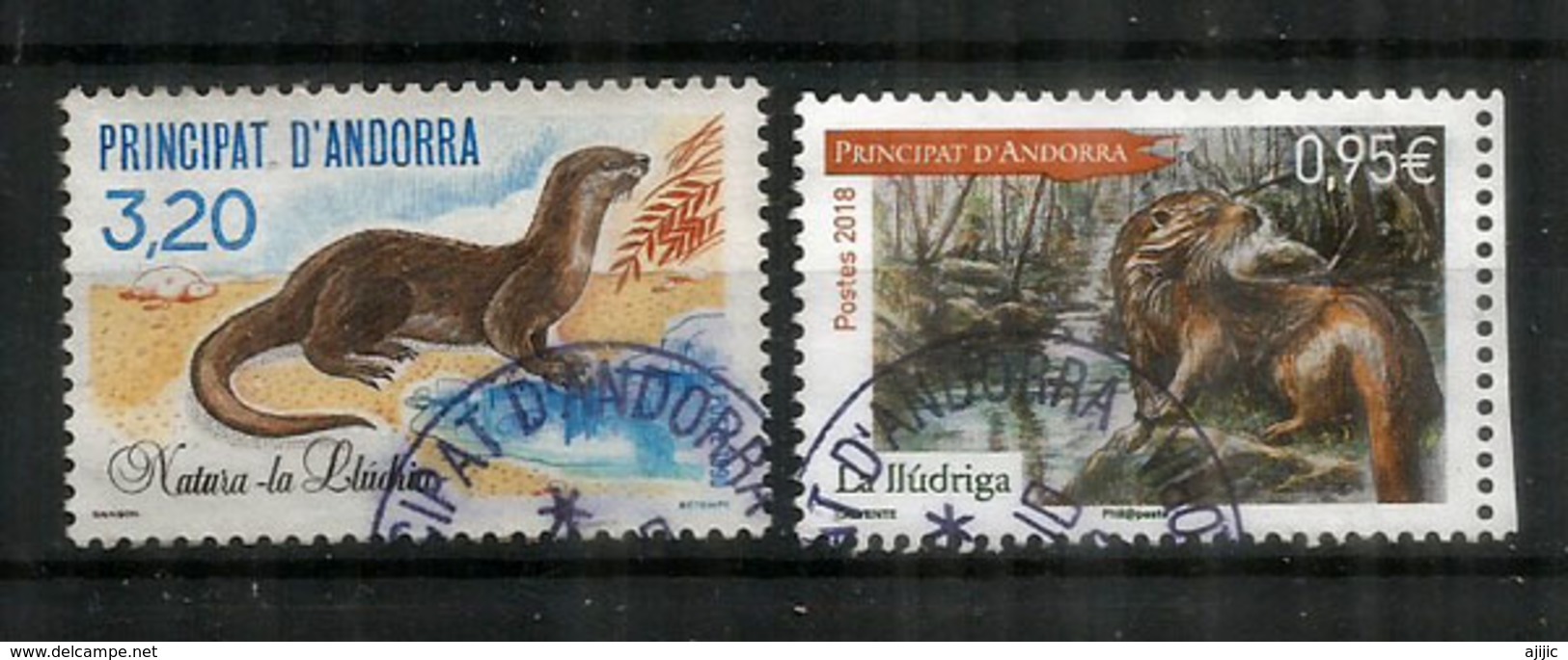 ANDORRA. La Loutre Des Pyrénées,  2 Timbres Oblitérés, 1 ère Qualité - Oblitérés