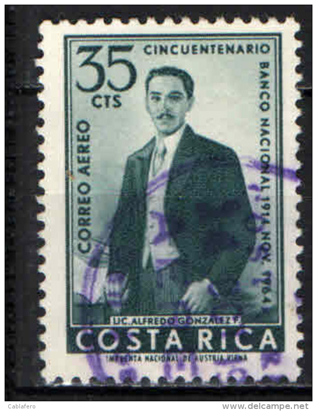 COSTARICA - 1965 - ALFREDO GONZALES - 1° GOVERNATORE DELLA BANCA NAZIONALE - USATO - Costa Rica