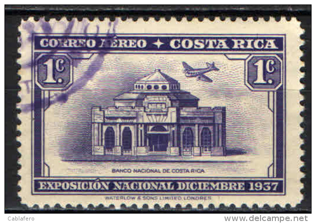 COSTARICA - 1934 - AEROPLANO CHE VOLA SULLA BANCA NAZIONALE - USATO - Costa Rica