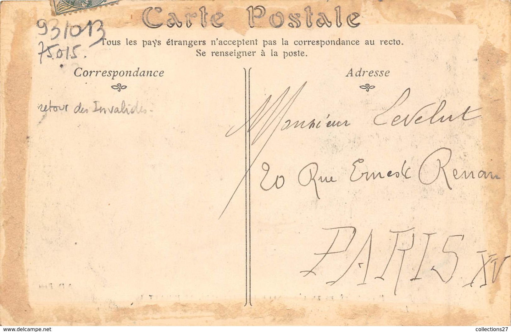 75015-PARIS- FÊTES EN L'HONNEUR DE GARIBALDI-13 JUILLET 1907-LA FANFARE DE FLORENCE AU RETOUR DE L'INAUGURATION DE LA. - Arrondissement: 15