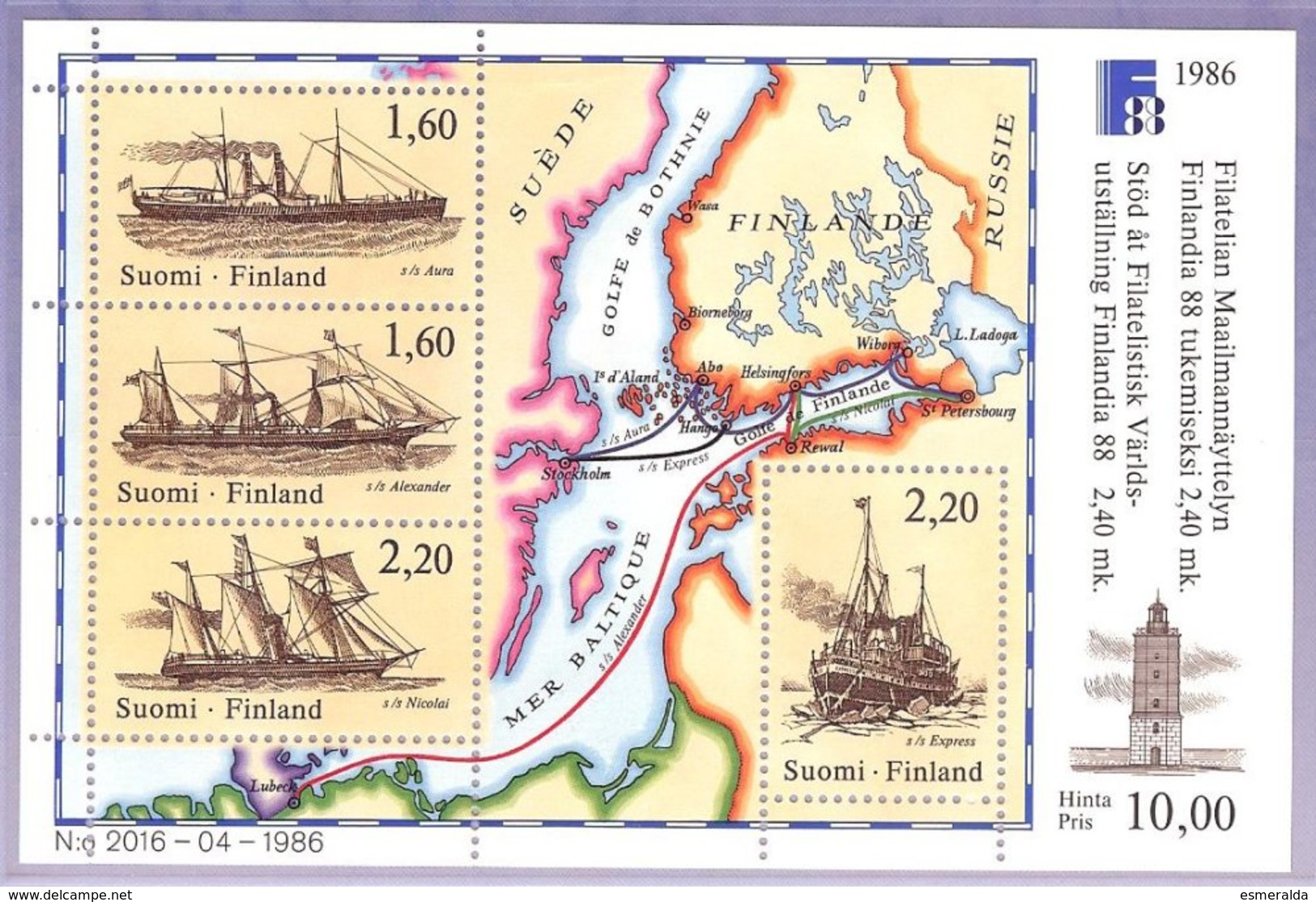 Finlande - 1986 Yv BF 2  Anciens Bateaux-Routes Postales-Old Postal Ships Routes Of The Early Period. ** Mnh - Blocks & Kleinbögen