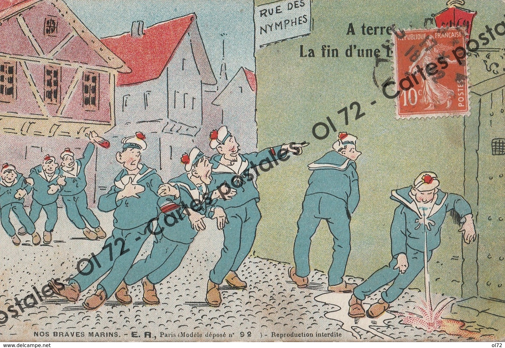 CPA - Militaria > Humoristiques - Nos Braves Marins - A Terre La Fin D'une Bordée - Vomi - Humor