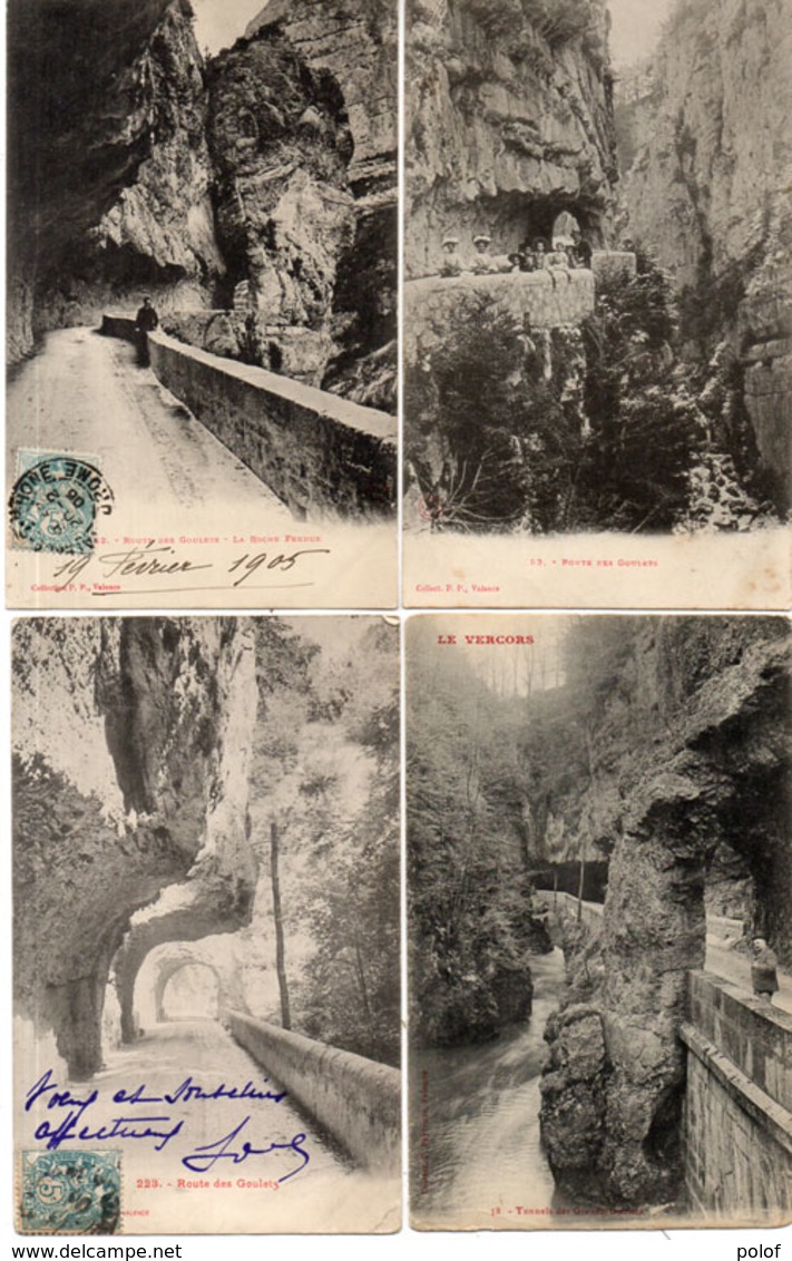 LES GRANDS GOULETS - 4 CPA - Route - Gorges - Tunnels - La Roche Fendue  (2462 ASO) - Les Grands Goulets