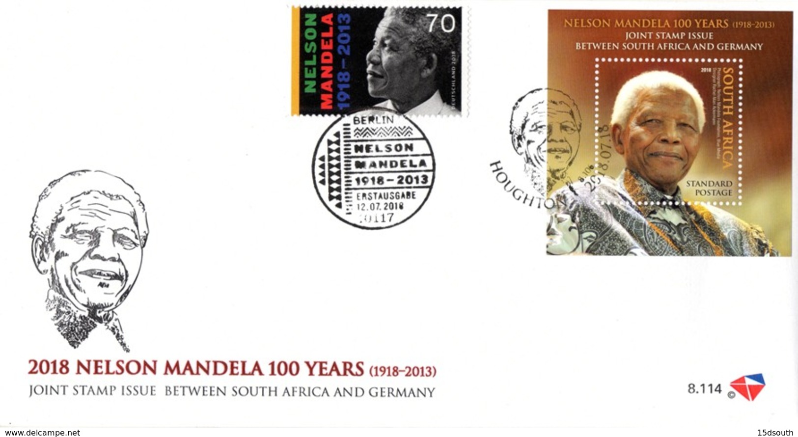 South Africa - 2018 Nelson Mandela Birth Centenary Joint Issue With Germany FDC - Emissioni Congiunte