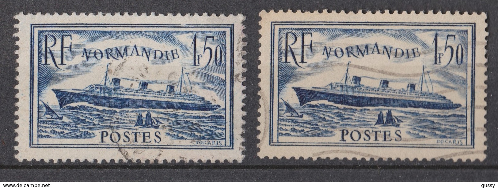 FRANCE 1935-36: Le 'Normandie', Paire De Timbres Oblitérés, Les 2 Nuances, Claire Et Foncée - Other & Unclassified