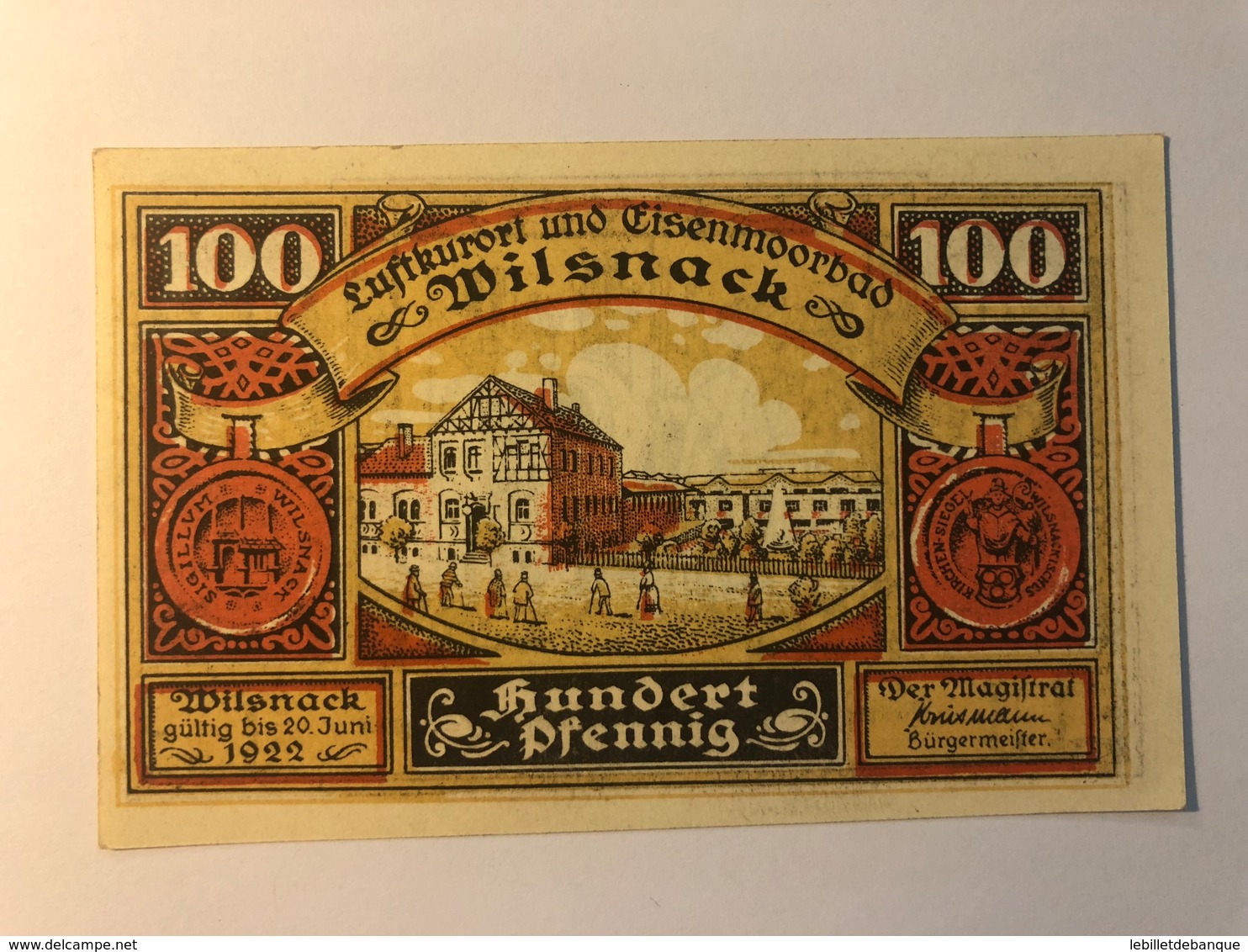 Allemagne Notgeld Wilsnack 100 Pfennig - Colecciones