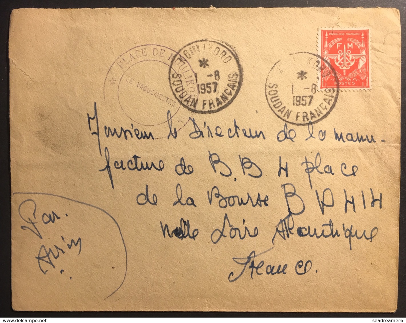 Lettre En Franchise Militaire De 1960 N°12 Rouge Place De Koulikoro Au Soudan ! Peu Courant ! - Francobolli  Di Franchigia Militare
